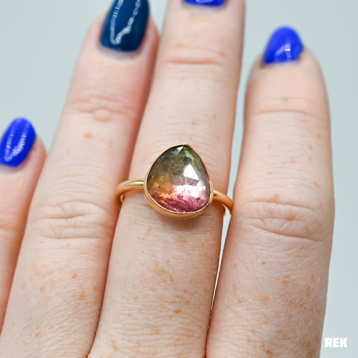 Gold fill rose cut watermelon tourmaline size 7.5