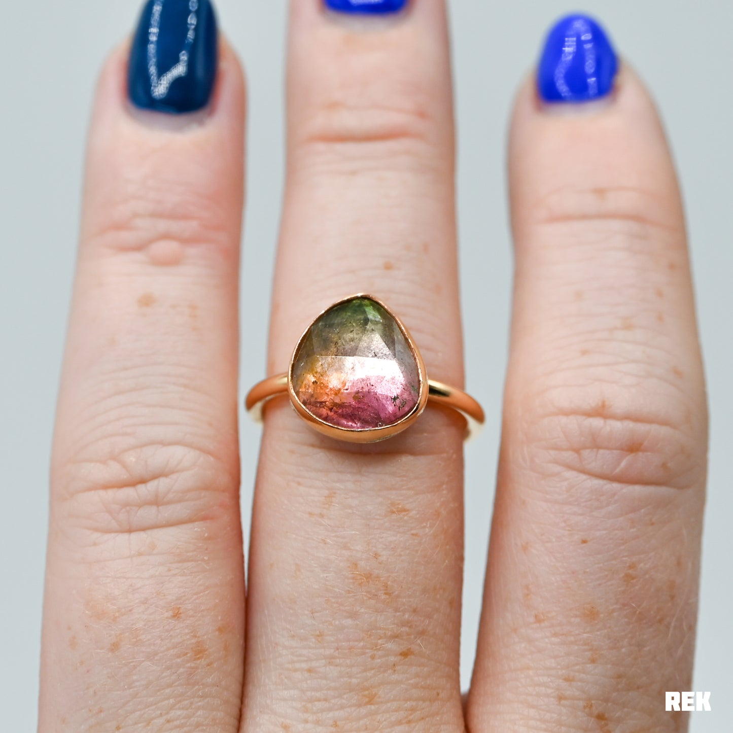 Gold fill rose cut watermelon tourmaline size 7.5
