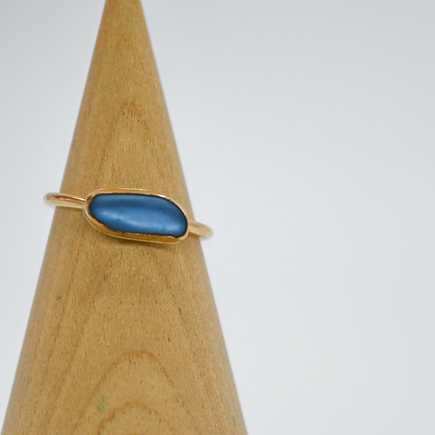 Gold fill horizontal cornflower sea glass size 7.25