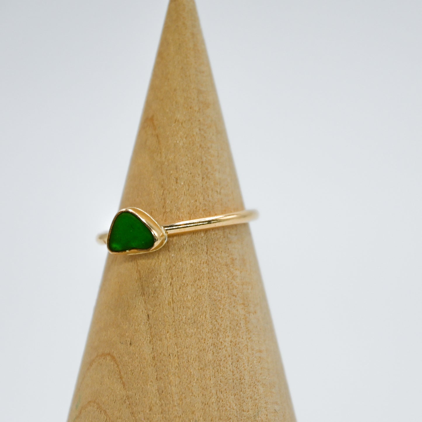 Gold fill bright green sea glass size 7.25