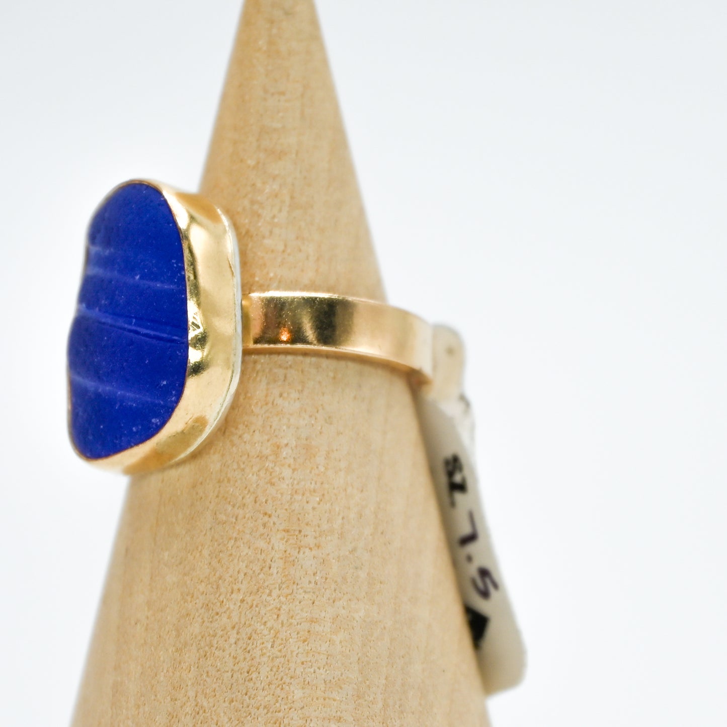 Gold fill xl bottle neck cobalt sea glass size 7.5