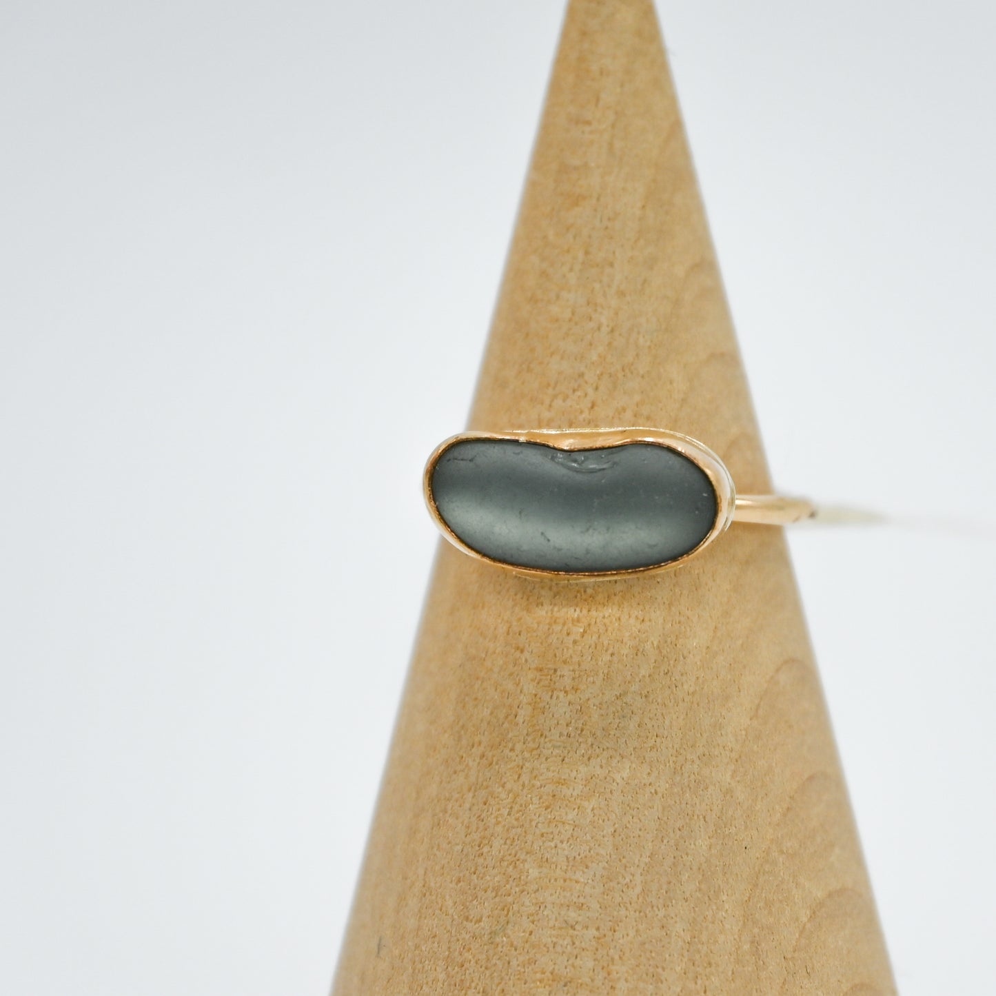 Gold fill horizontal gray sea glass size 7.5