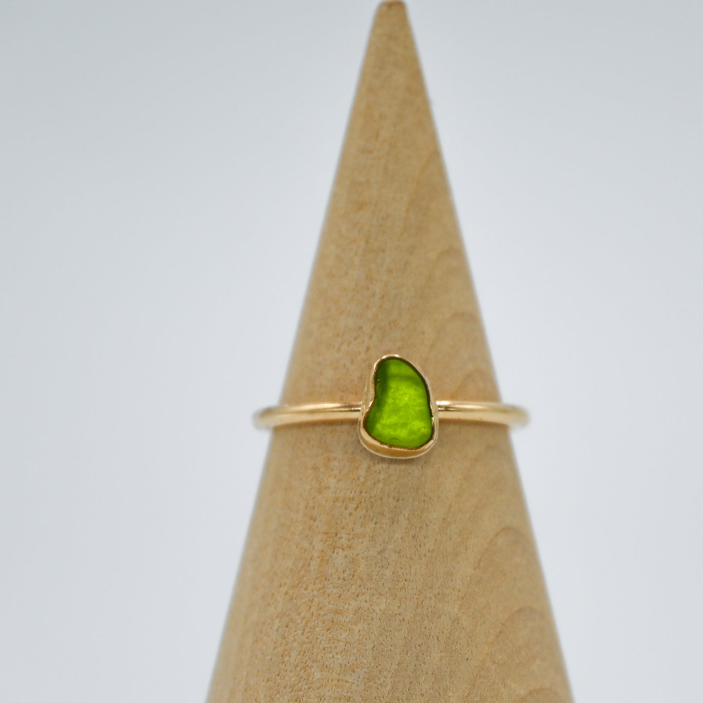 Gold fill lime green sea glass size 7.75