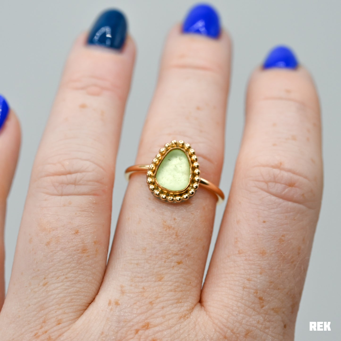 Gold fill UV sea glass size 8