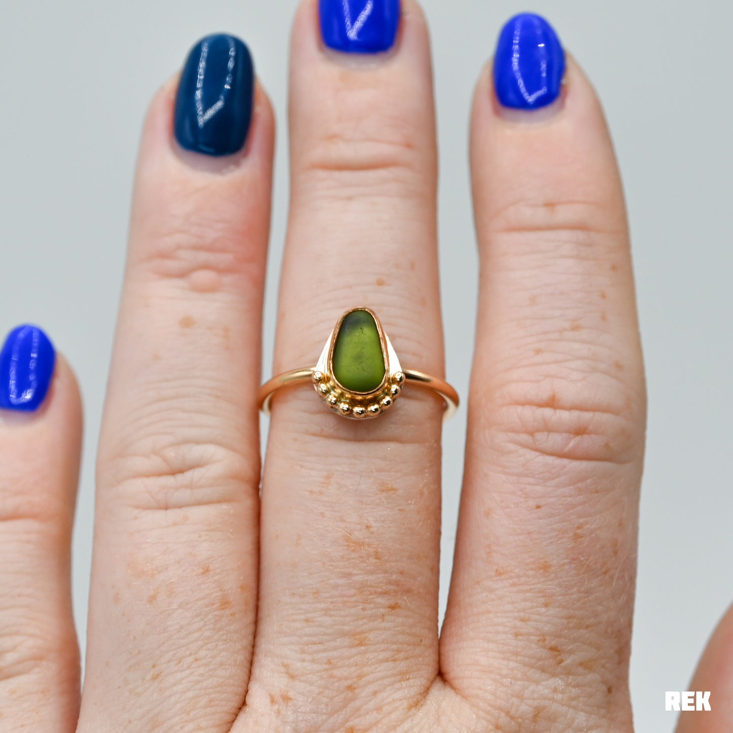 Gold fill olive sea glass bead bottom size 7.5