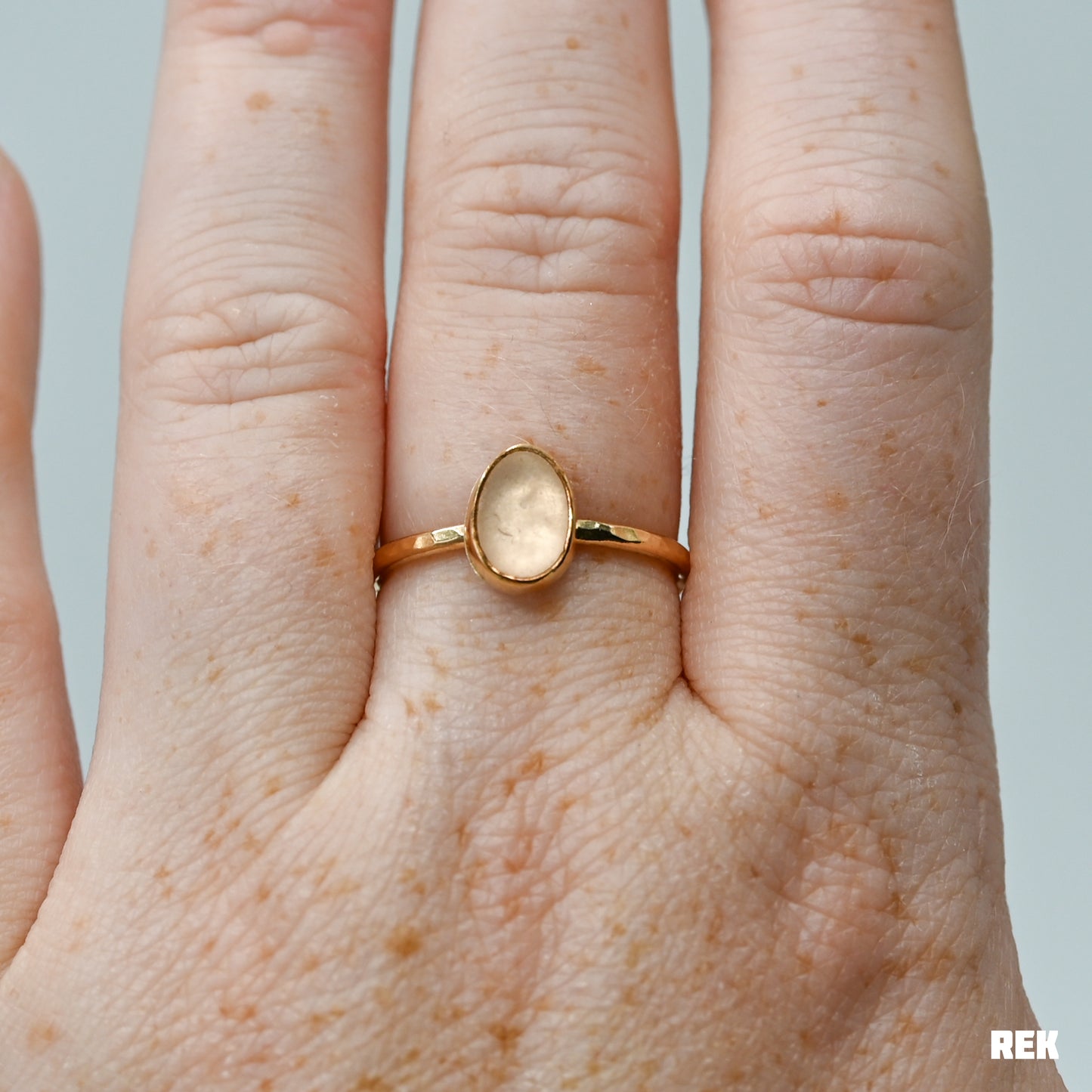 Gold fill pink sea glass size 8