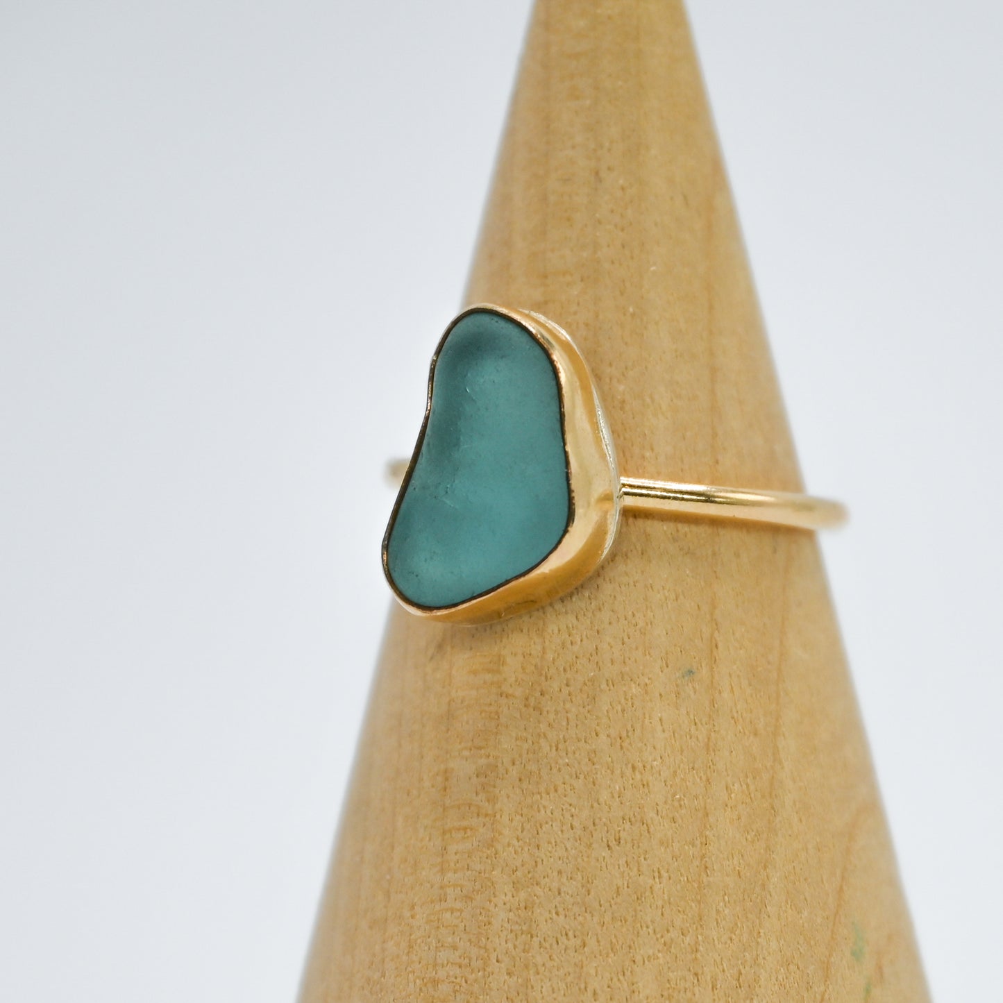 Gold fill aqua sea glass size 8