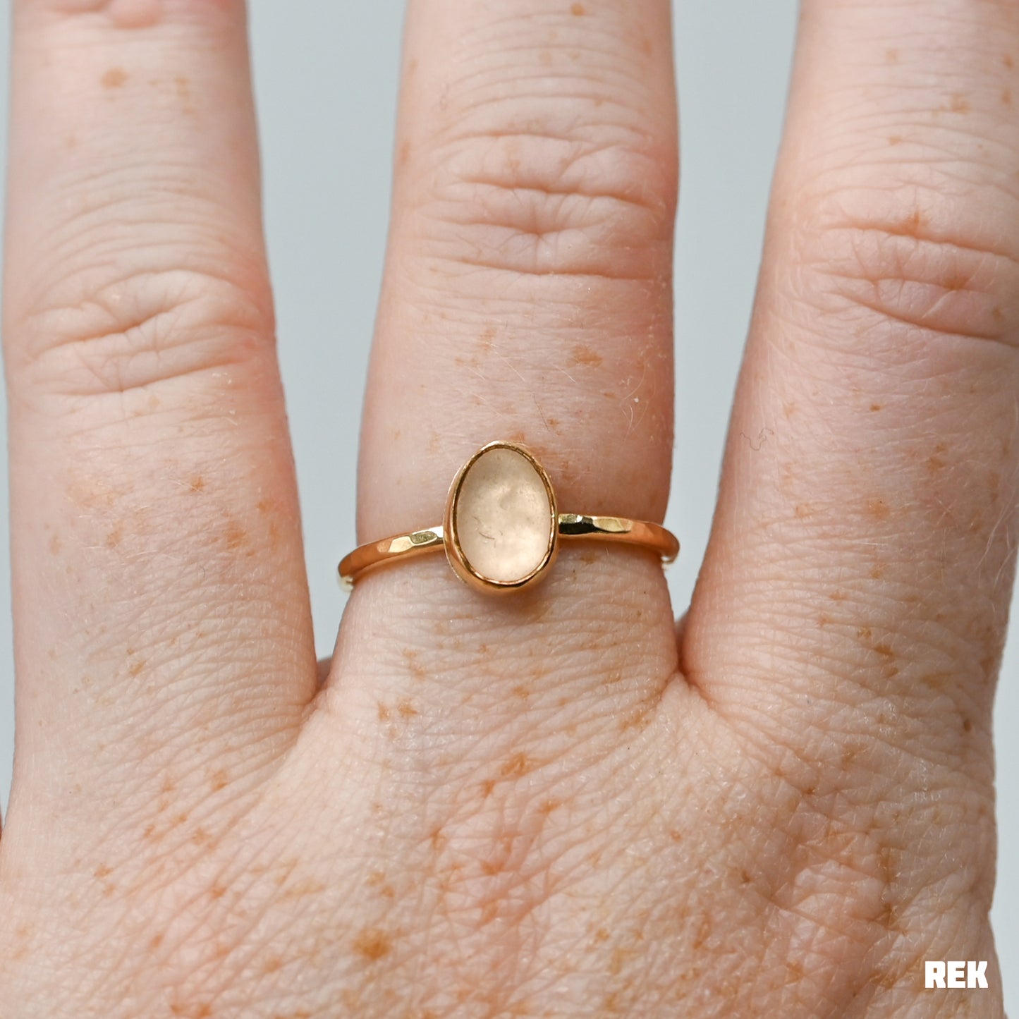 Gold fill pink sea glass size 8