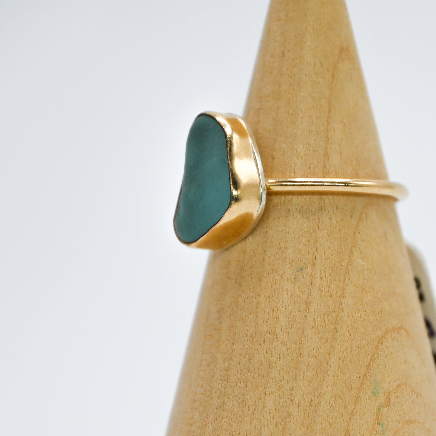 Gold fill aqua sea glass size 8