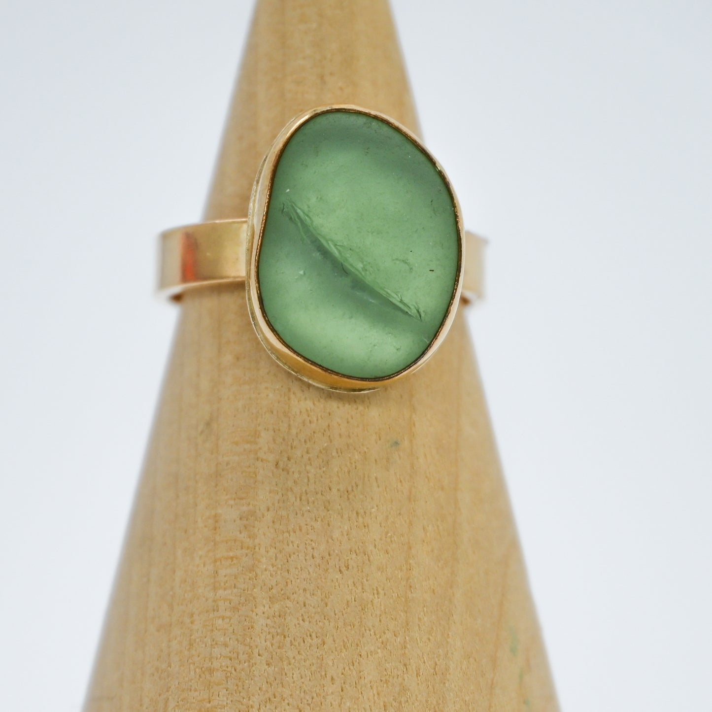 Gold fill xl sea foam sea glass size 8.5