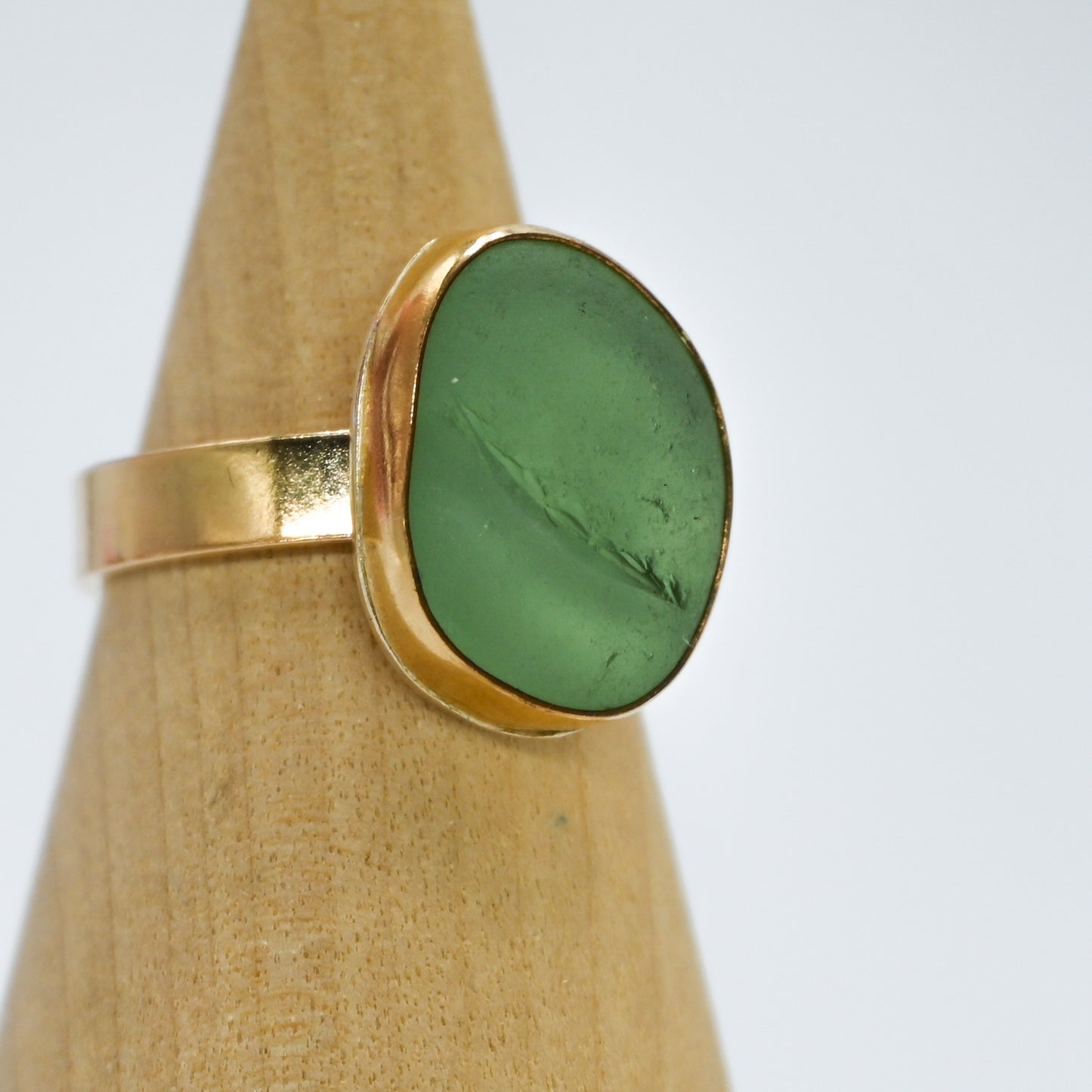 Gold fill xl sea foam sea glass size 8.5