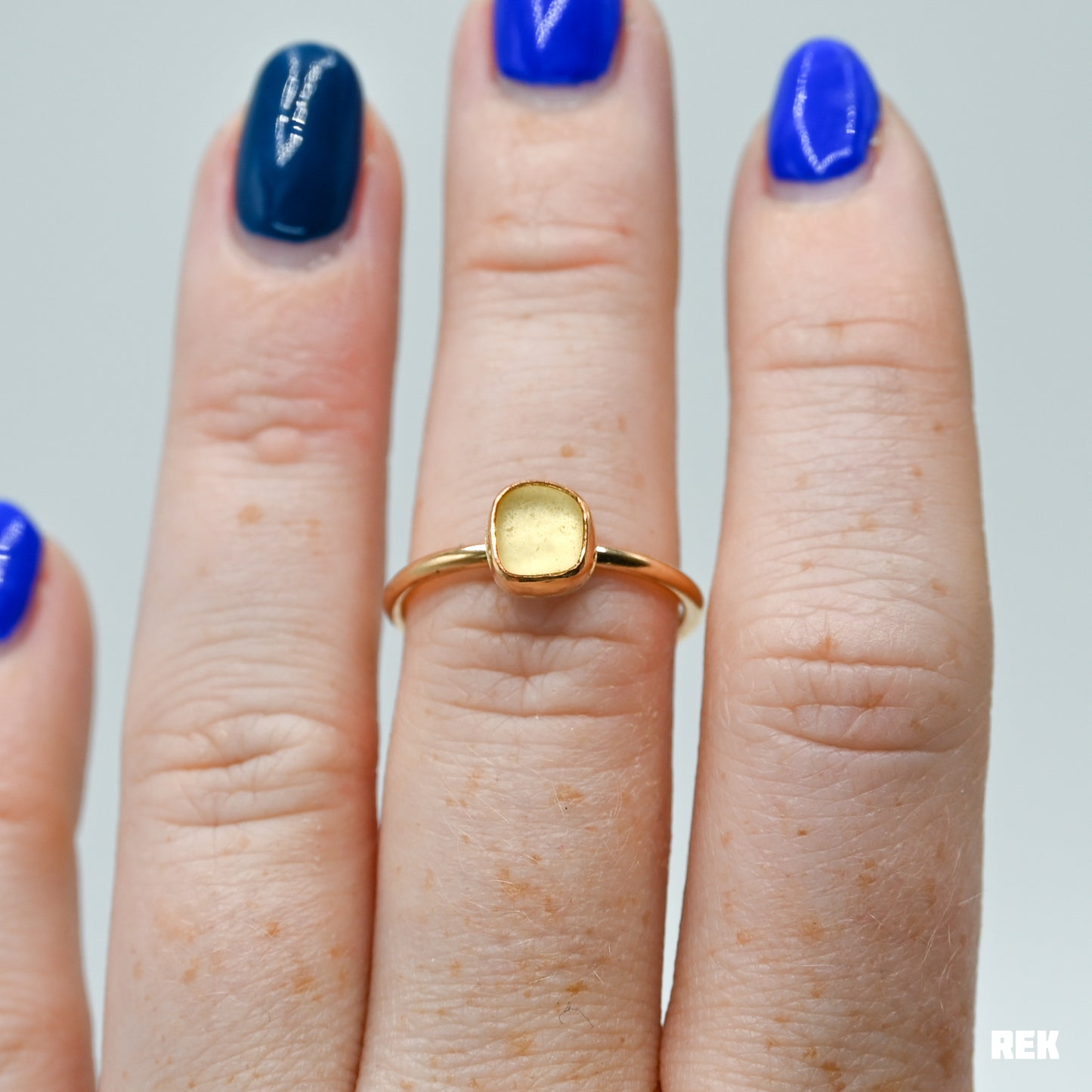 Gold fill yellow sea glass size 7.5