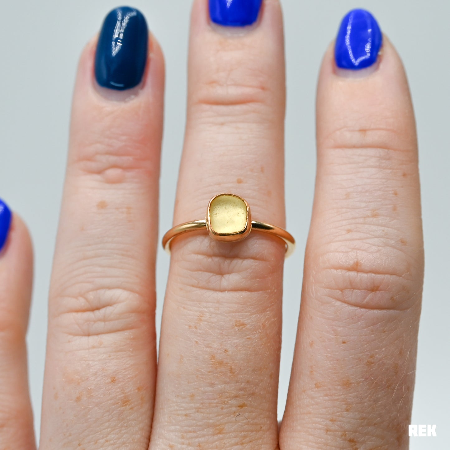 Gold fill yellow sea glass size 7.5