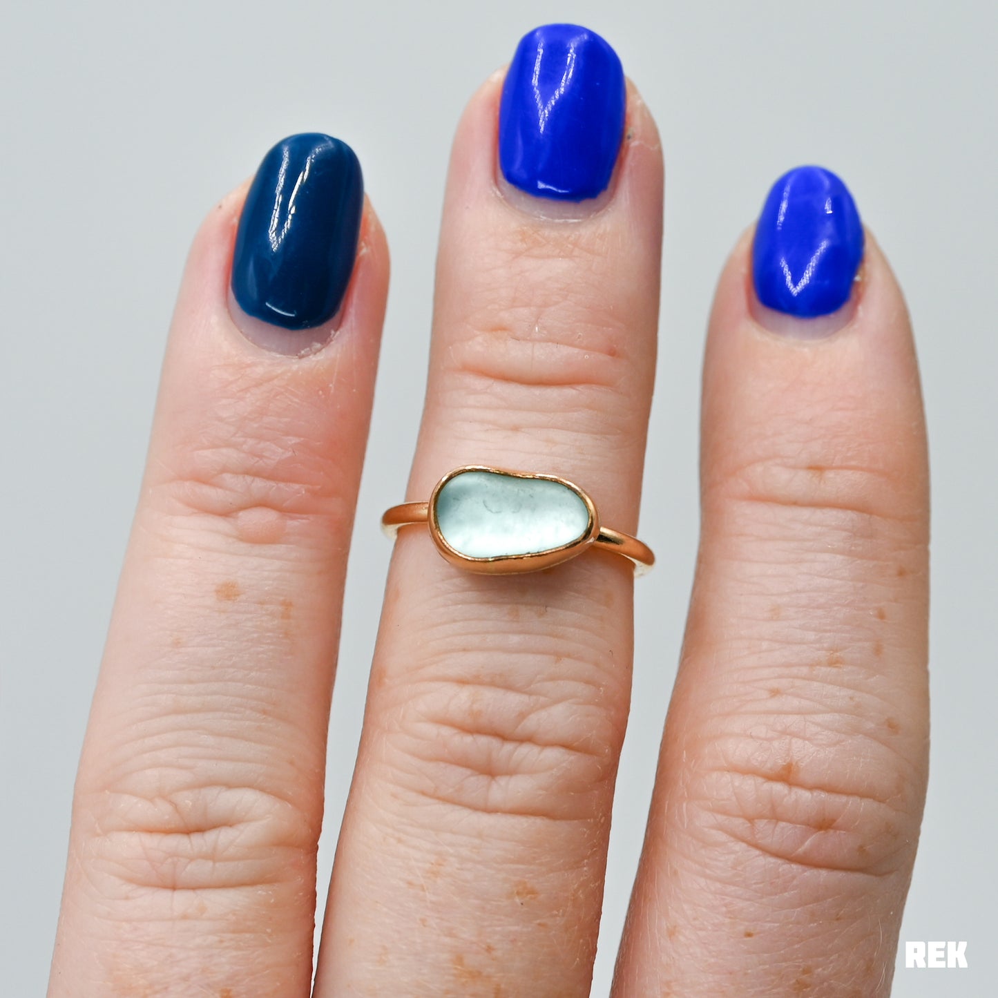 Gold fill aqua sea glass horizontal size 5.5