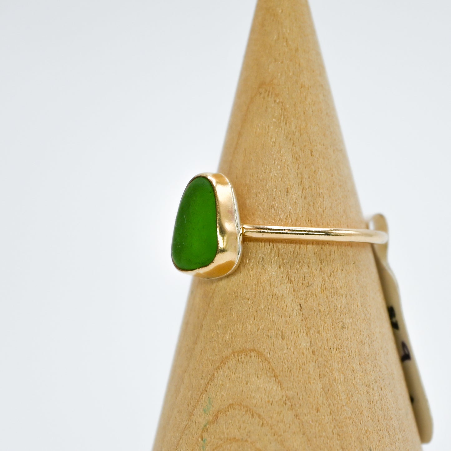 Gold fill green sea glass size 9