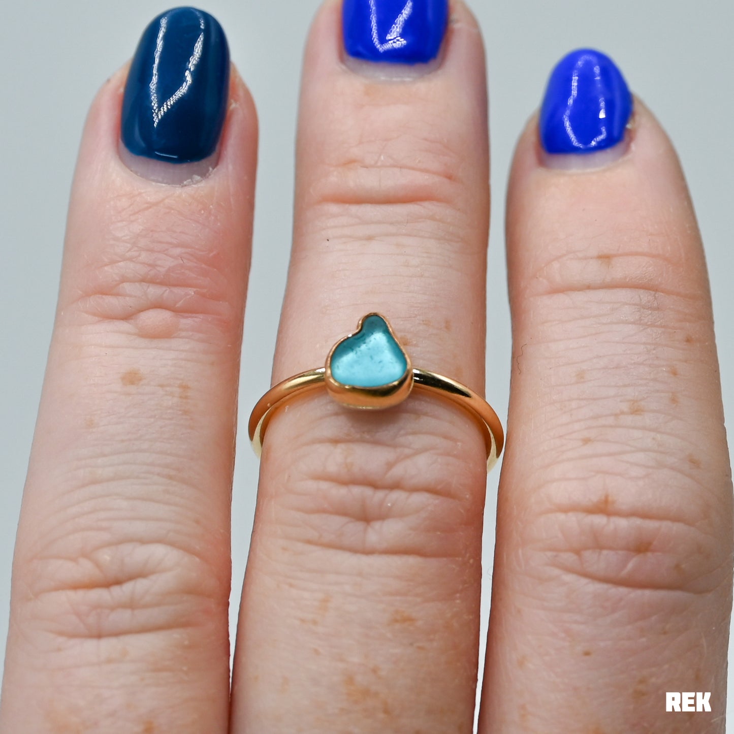 Gold fill turquoise sea glass size 6.75