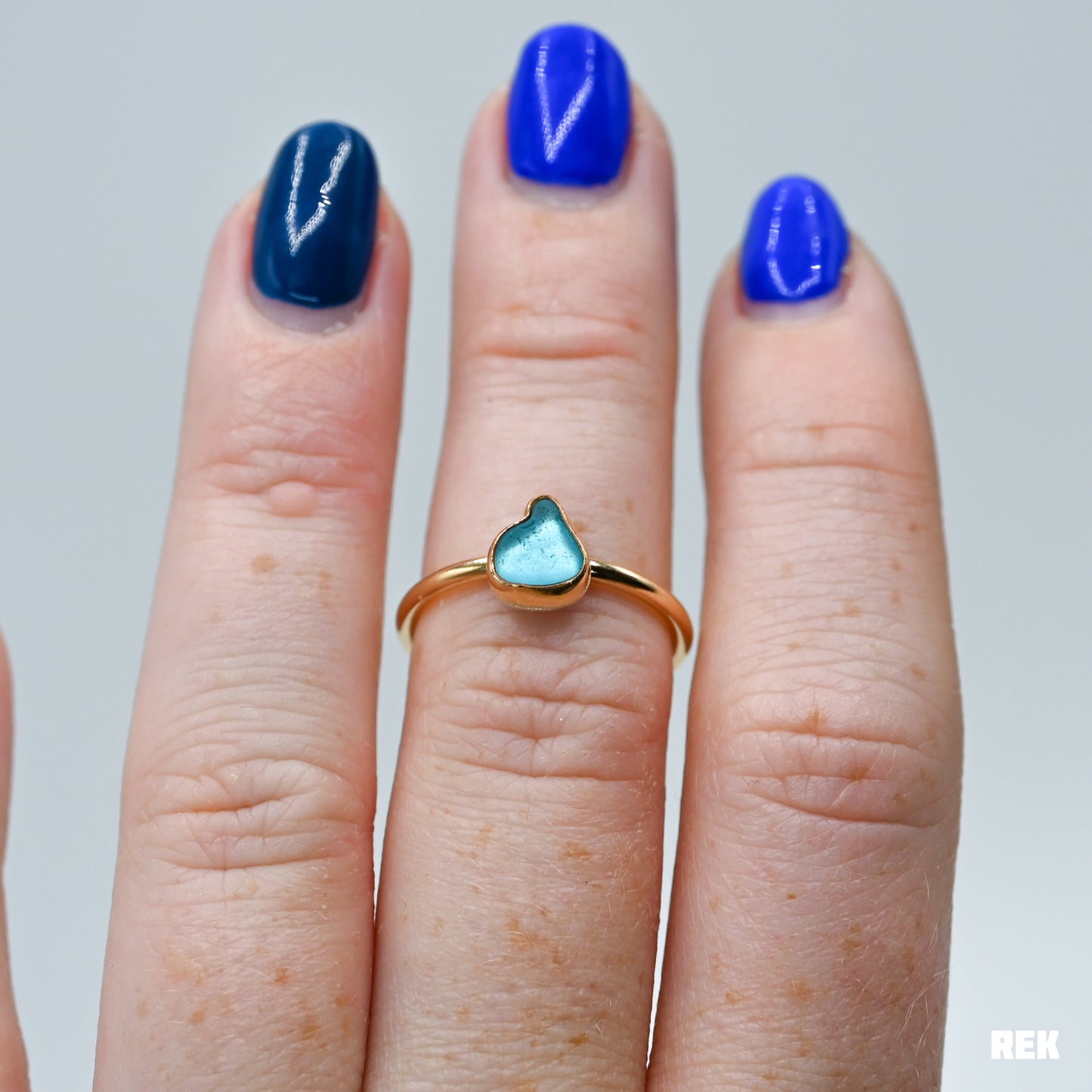 Gold fill turquoise sea glass size 6.75
