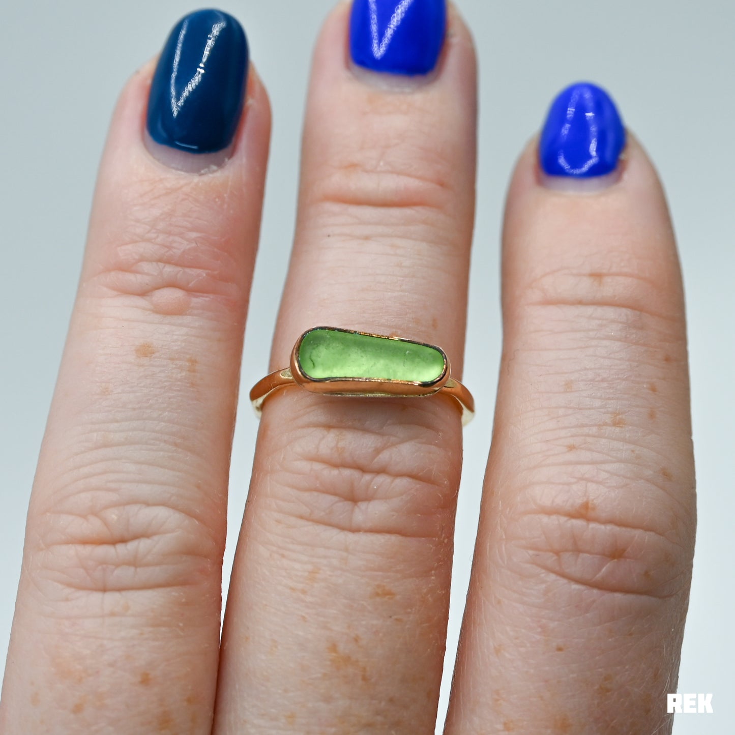 Gold fill horizontal wintergreen sea glass size 6.25