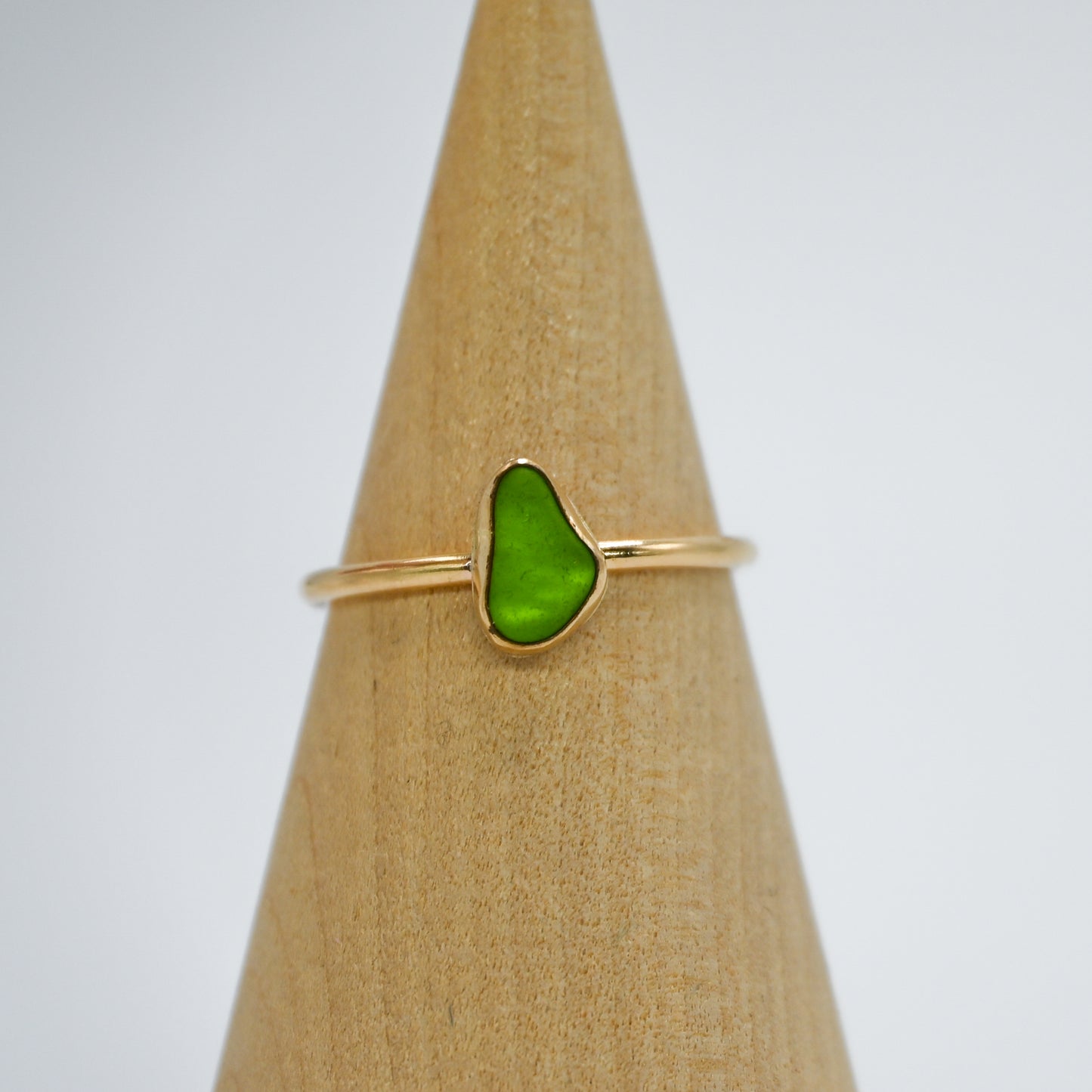 Gold fill lime green sea glass size 10.25