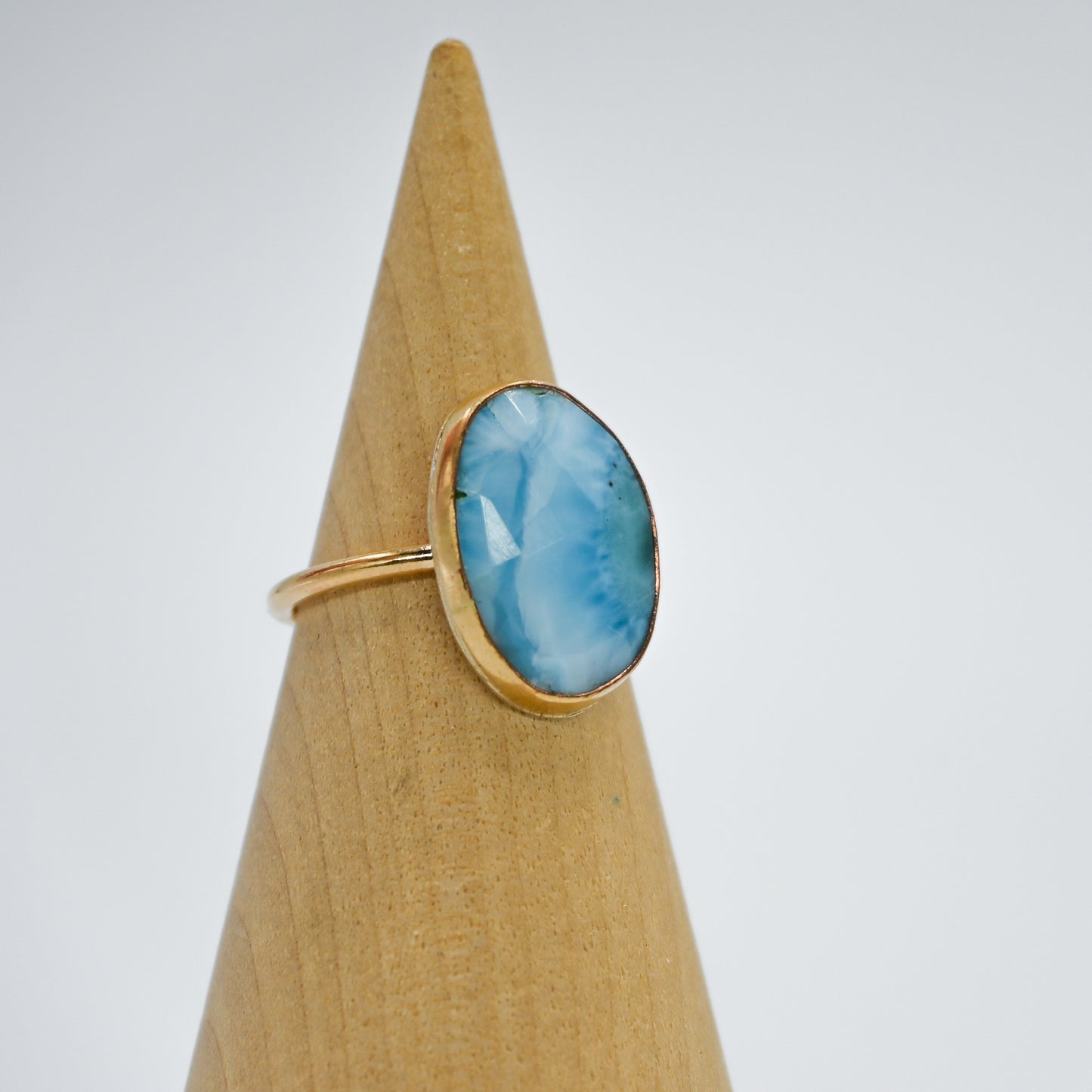Gold fill xl rose cut Larimar size 6