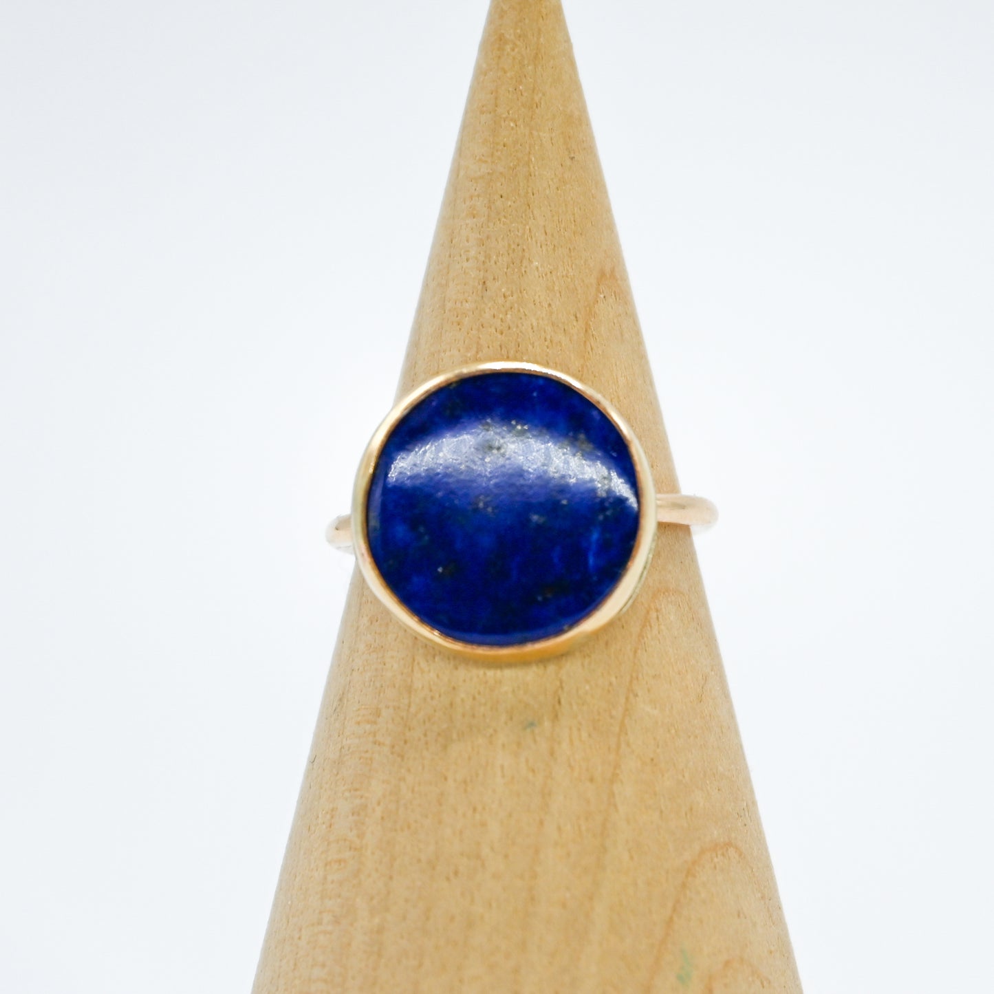 Gold fill 15mm lapis circle size 6.75
