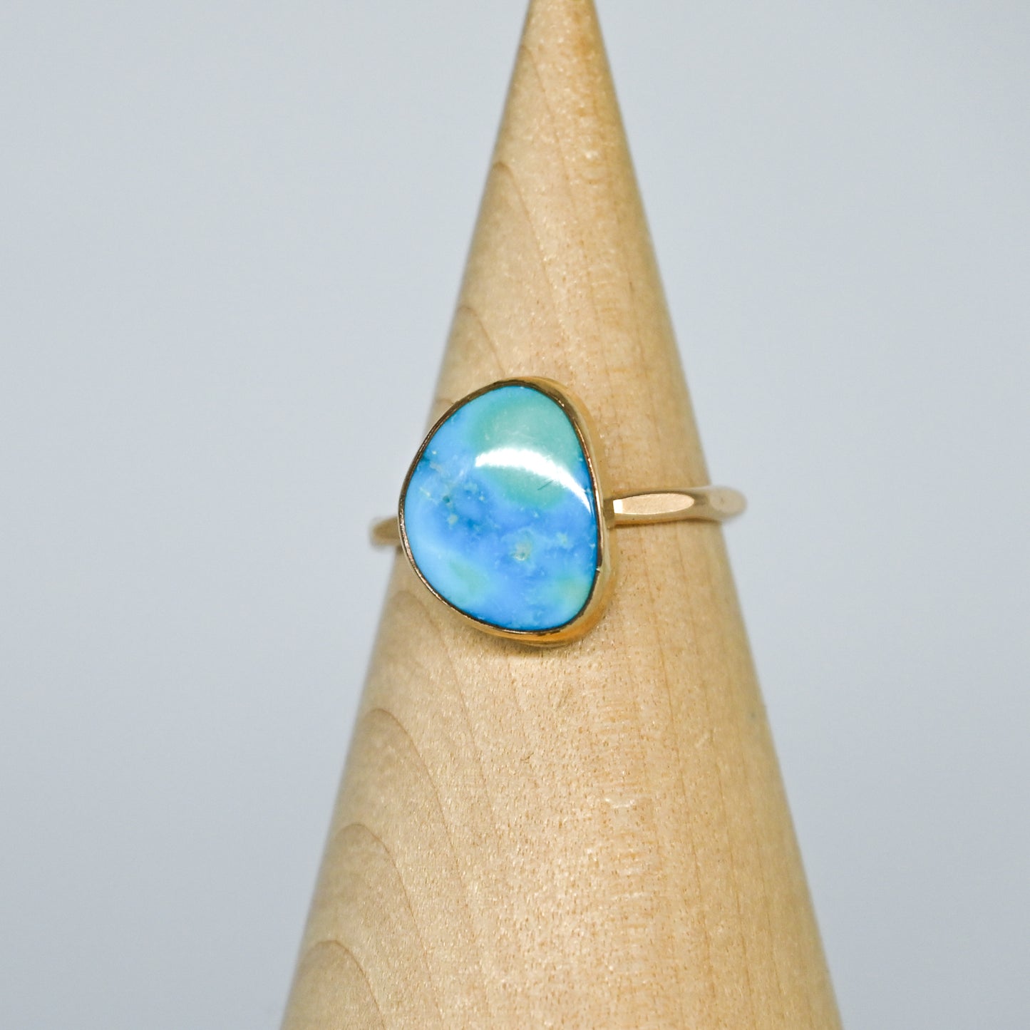 Gold fill kingman turquoise size 6.75