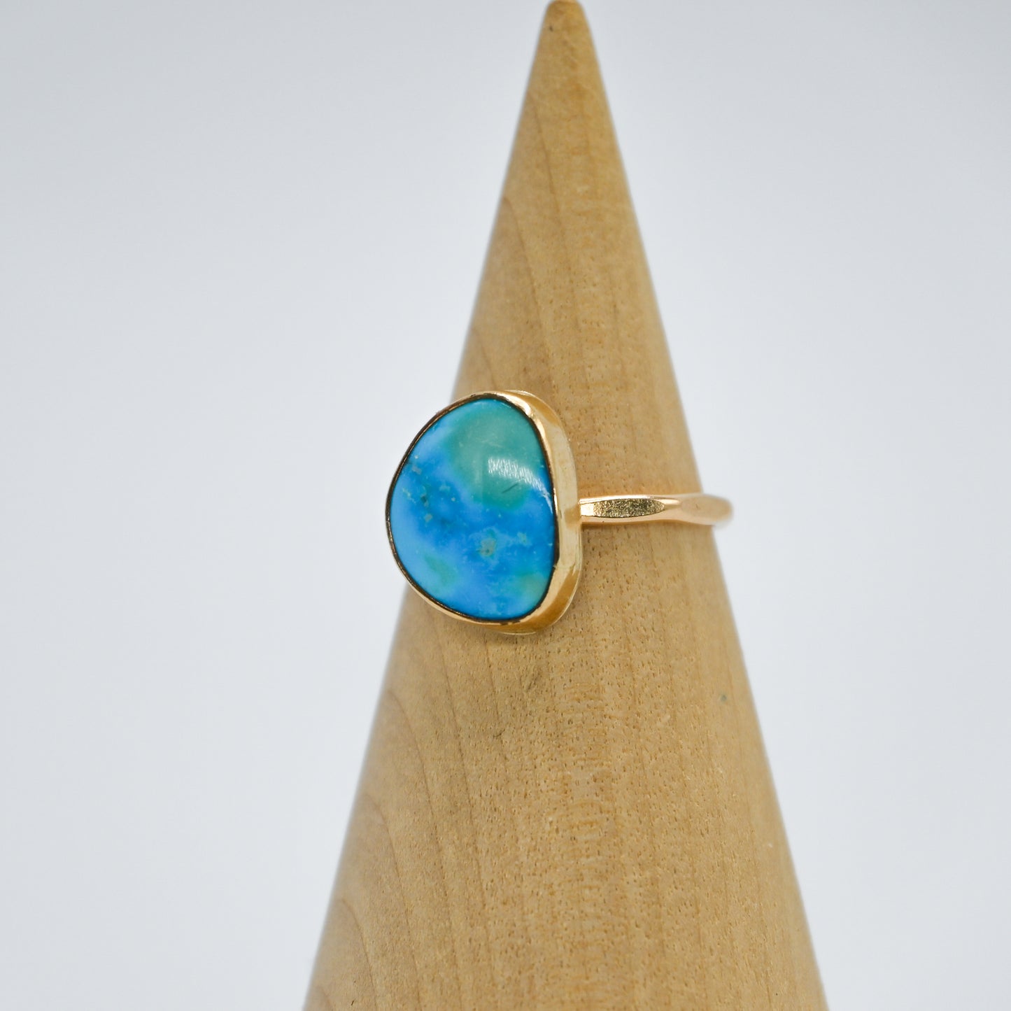 Gold fill kingman turquoise size 6.75