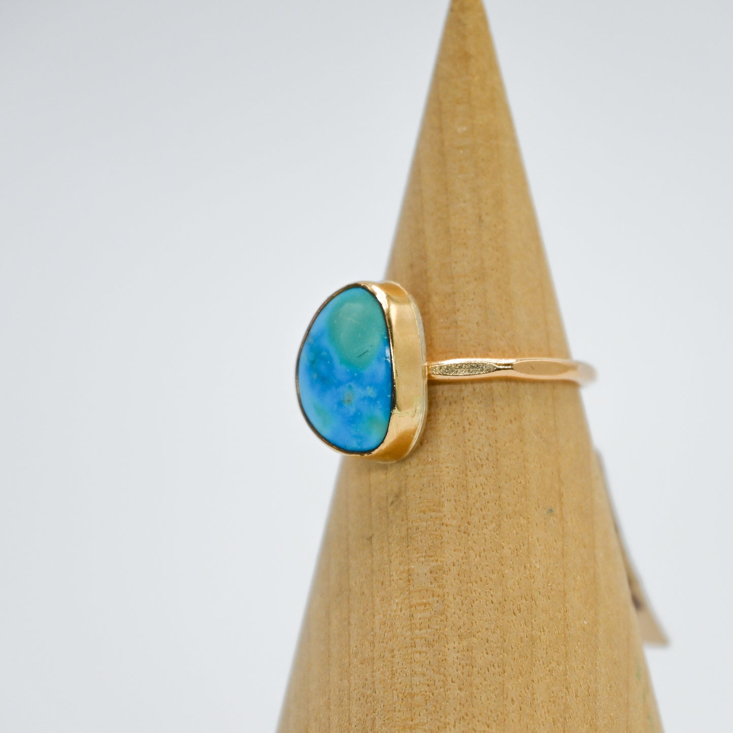 Gold fill kingman turquoise size 6.75