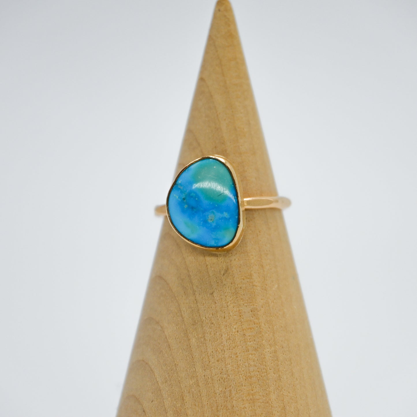 Gold fill kingman turquoise size 6.75