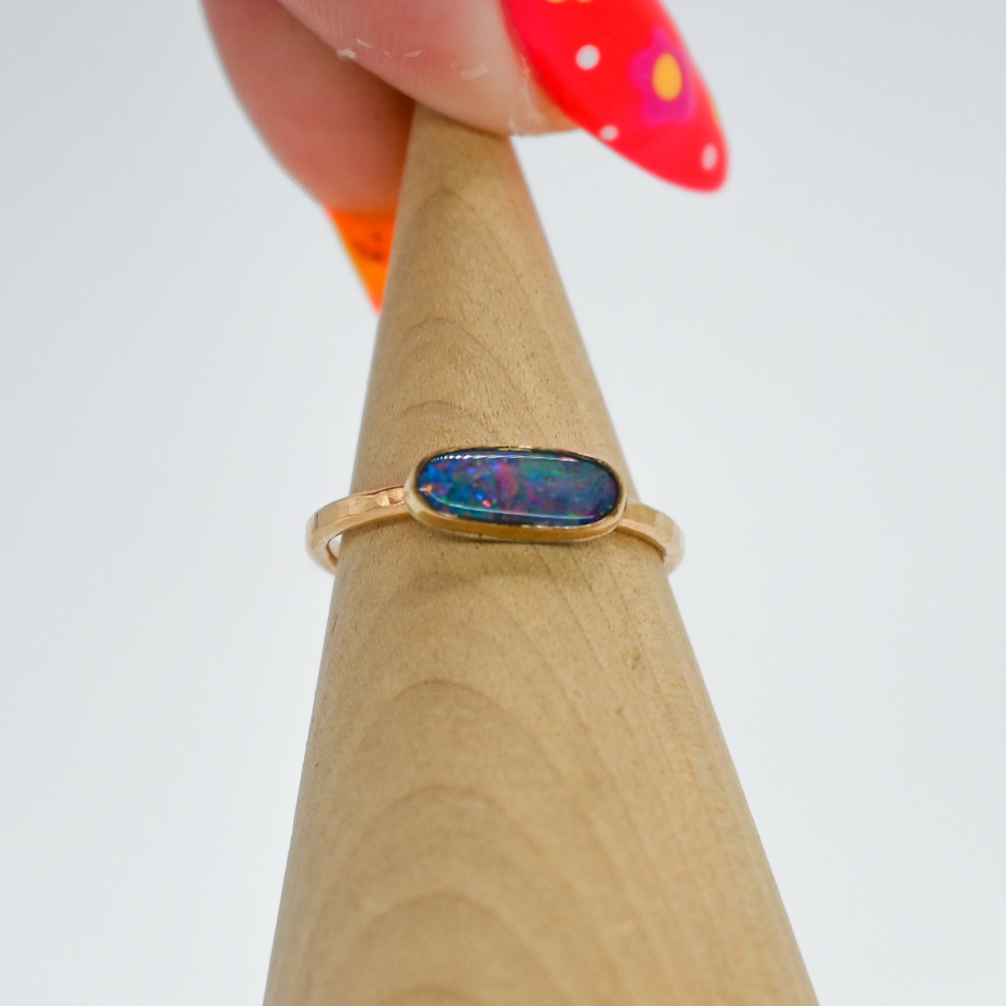 Gold fill horizontal Australian opal size 6.75
