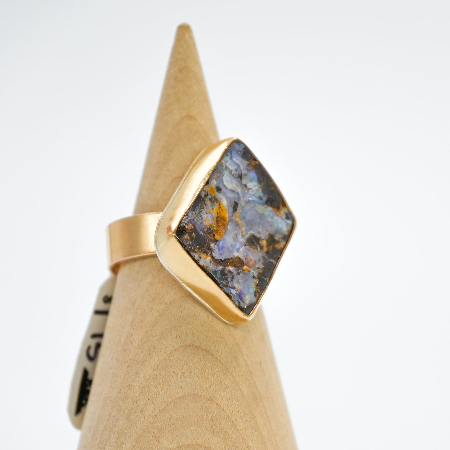 Gold fill xxl Australian boulder opal size 7
