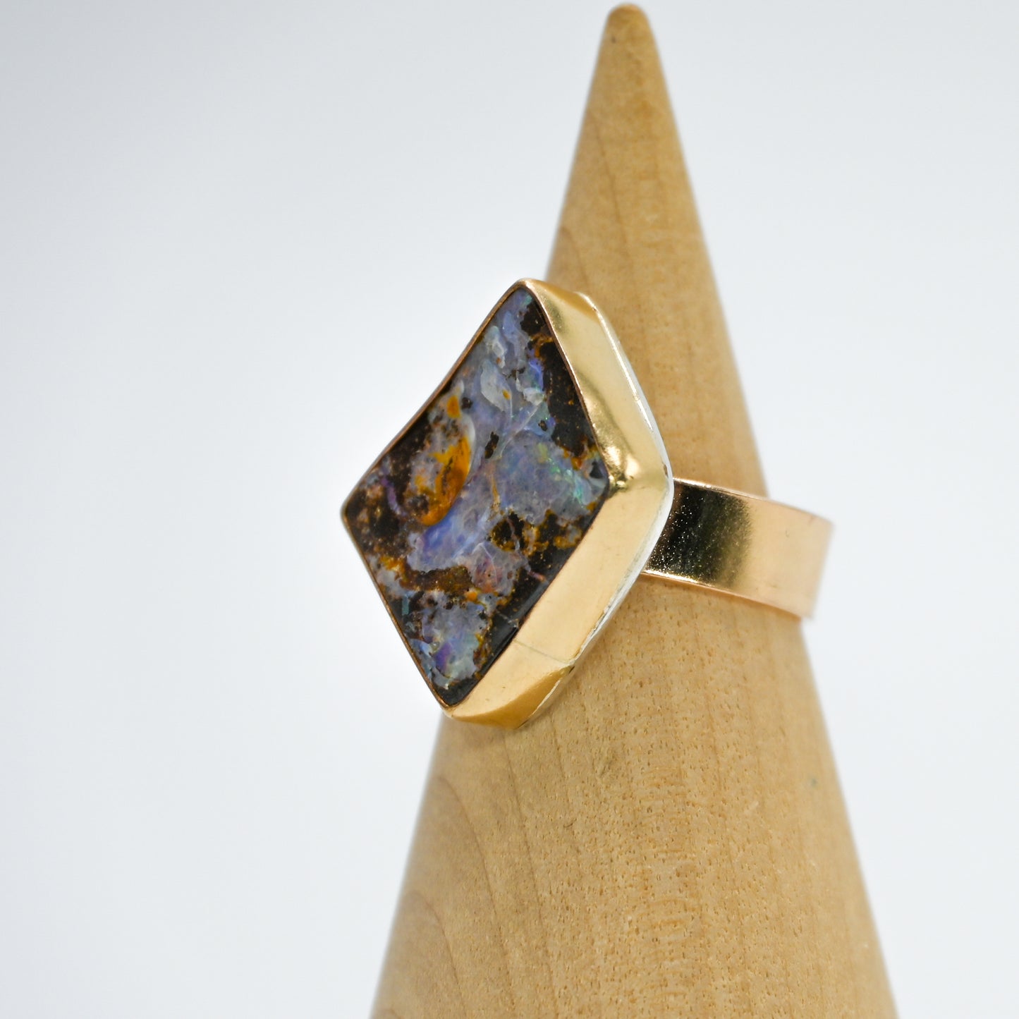 Gold fill xxl Australian boulder opal size 7