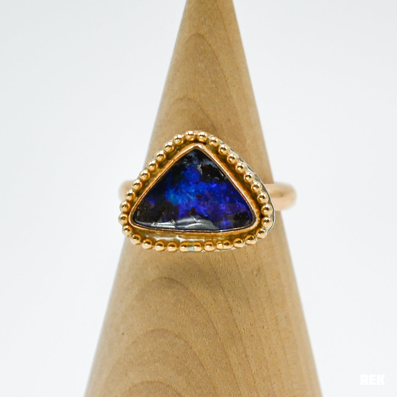 Gold fill Australian boulder opal size 8