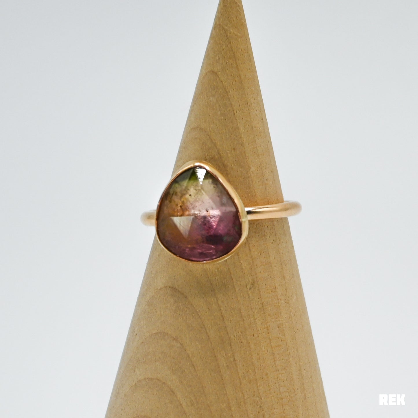 Gold fill rose cut watermelon tourmaline size 7.5