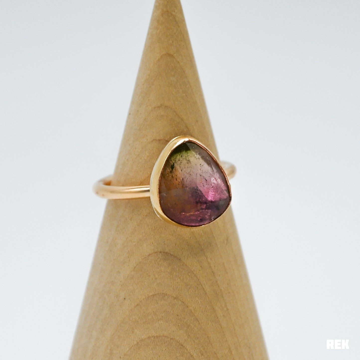 Gold fill rose cut watermelon tourmaline size 7.5