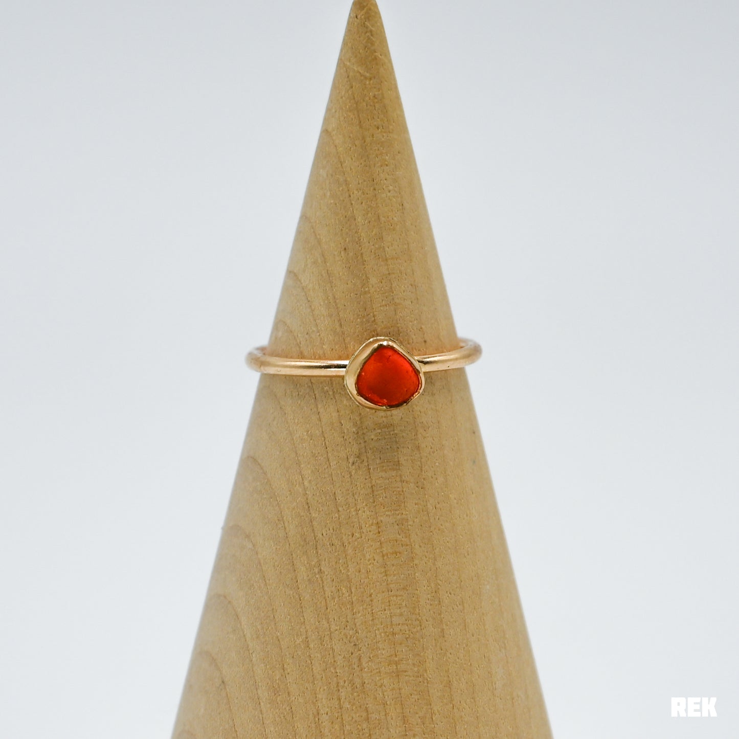 Gold fill rare bright orange sea glass size 7.5