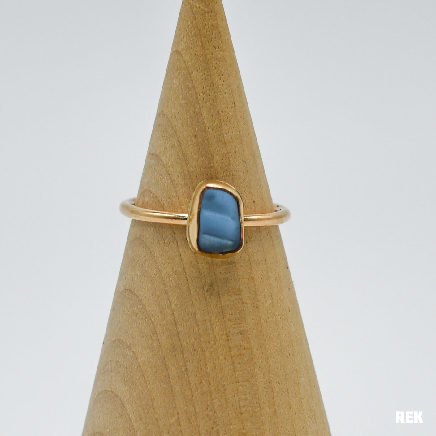 Gold fill cornflower sea glass size 7.25