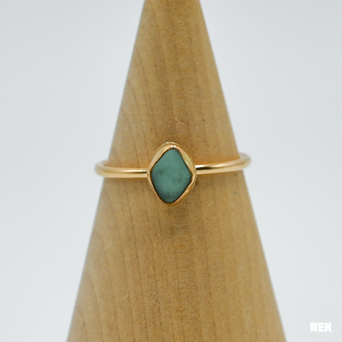 Gold fill aqua sea glass size 10.5