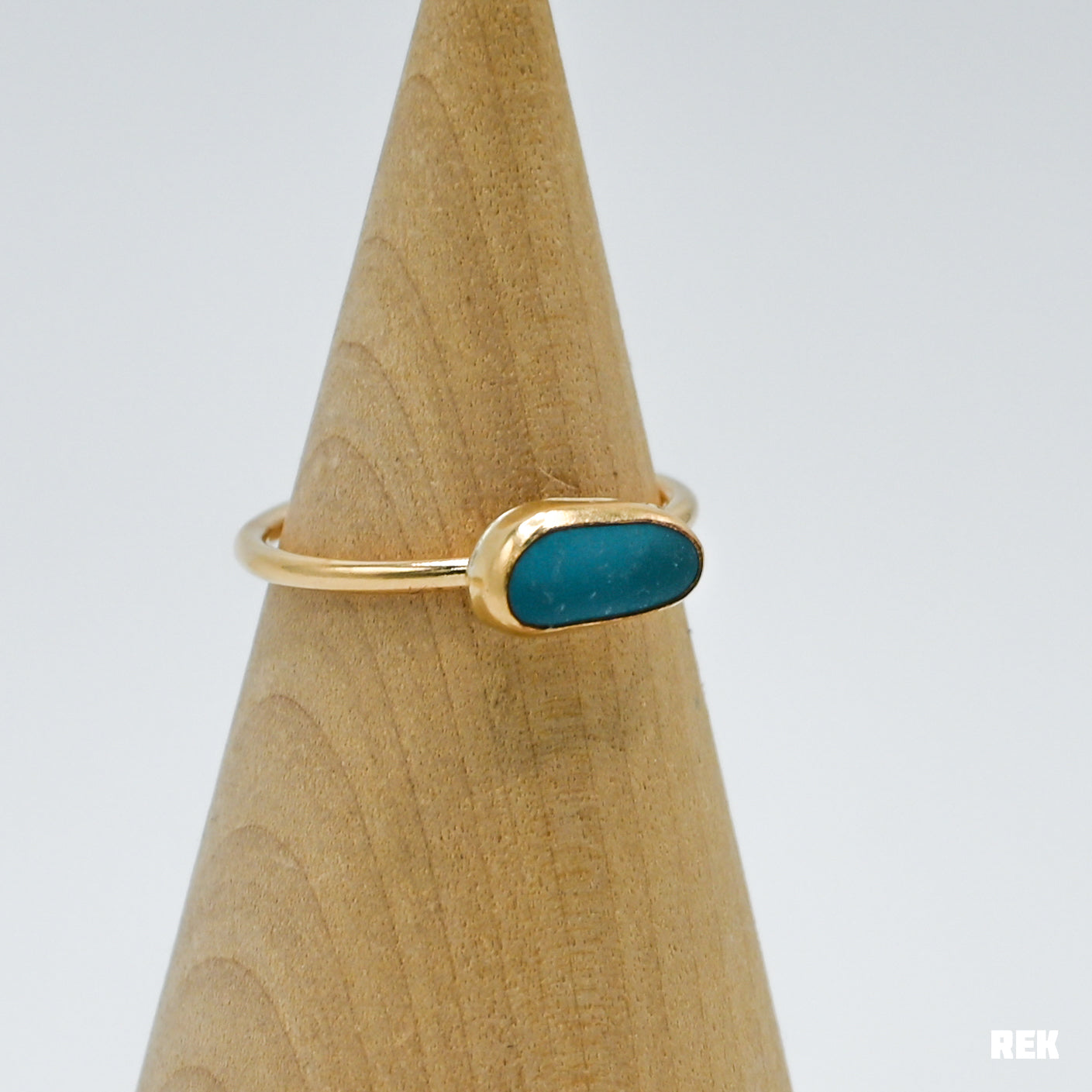 Gold fill horizontal turquoise sea glass size 8.25