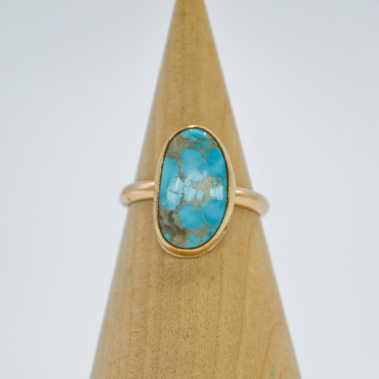 Gold fill white water turquoise size 7.25