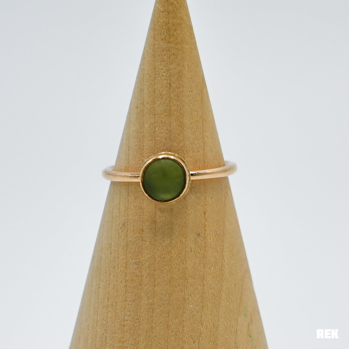 Gold fill sage/olive sea glass size 7.5