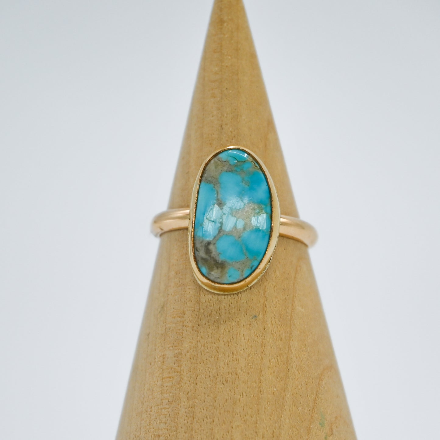 Gold fill white water turquoise size 7.25