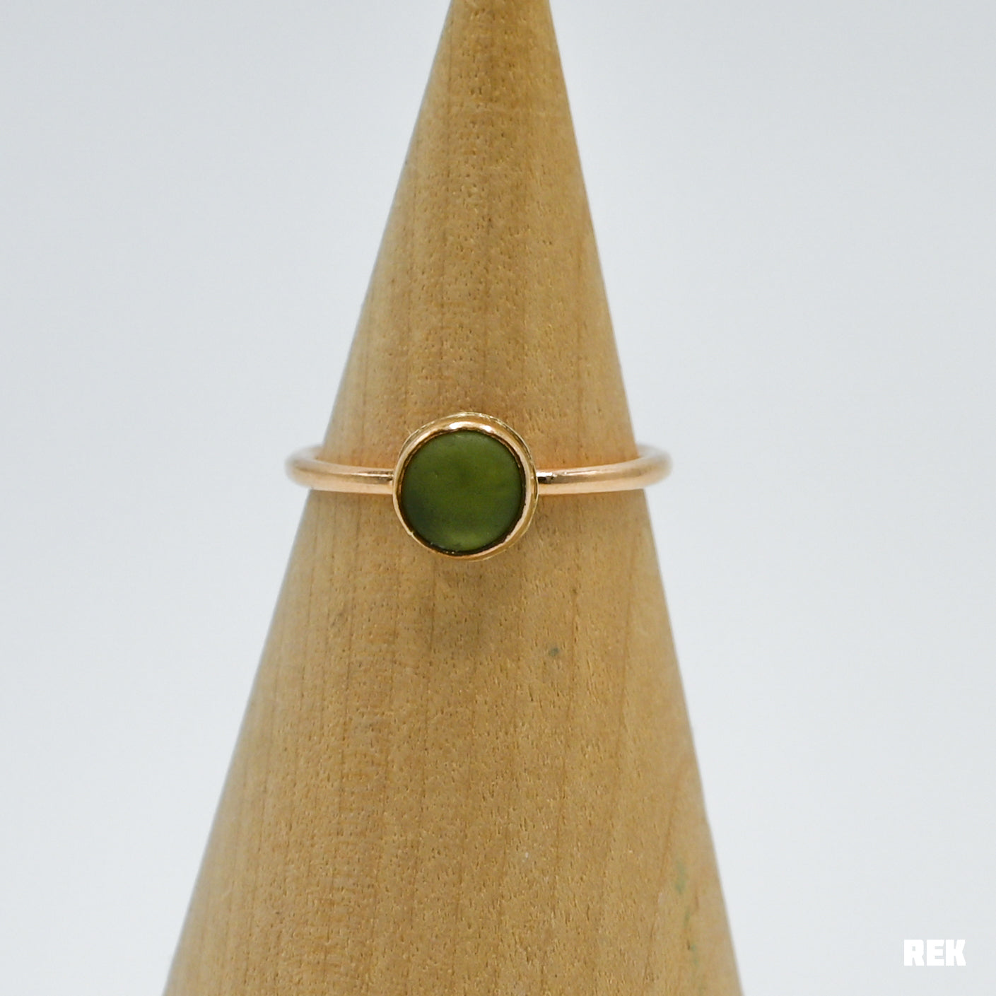 Gold fill sage/olive sea glass size 7.5