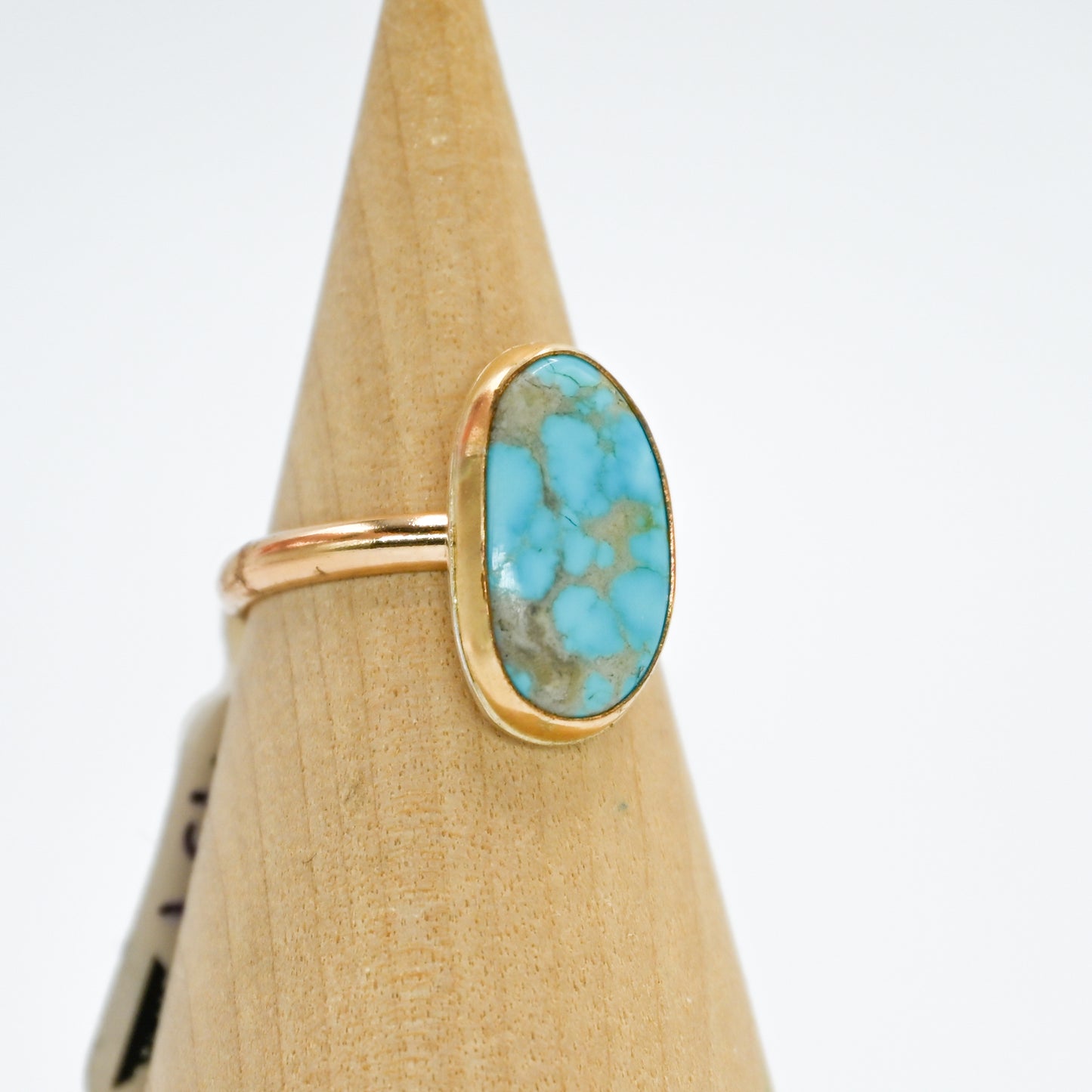 Gold fill white water turquoise size 7.25
