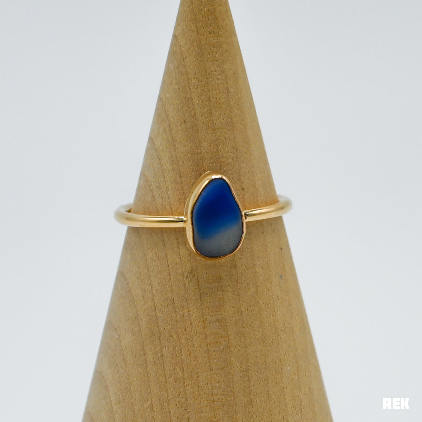 Gold fill multi blue/white/gray sea glass size 8.25