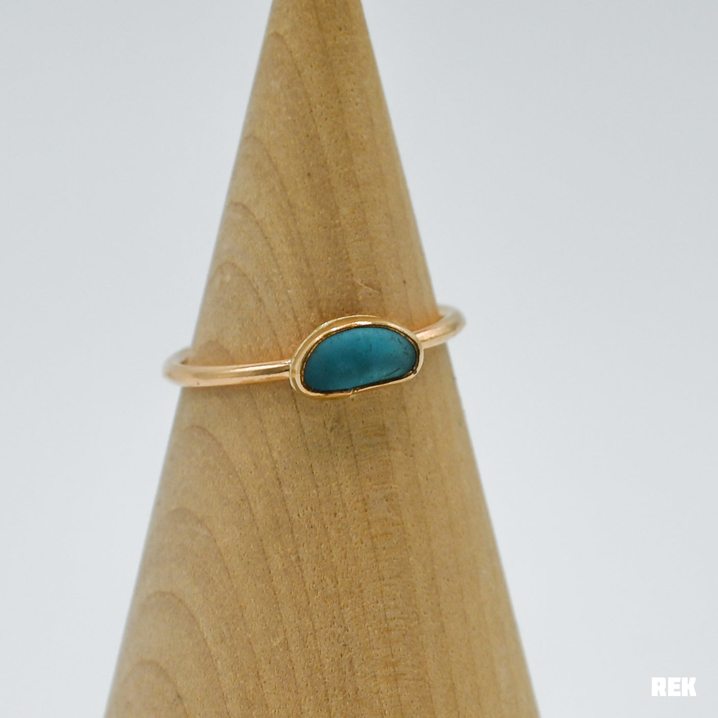 Gold fill horizontal aqua sea glass size 9.5