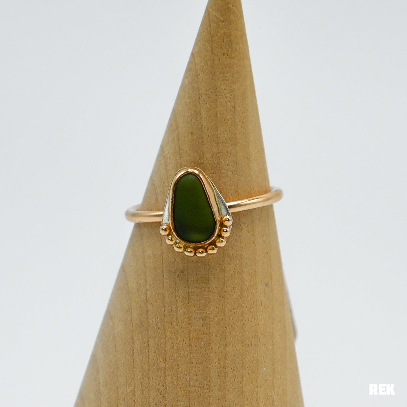 Gold fill olive sea glass bead bottom size 7.5