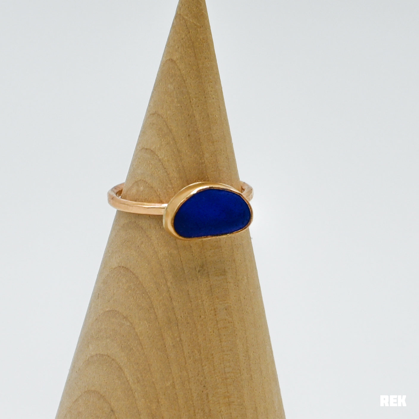 Gold fill horizontal Cobalt sea glass size 7.25