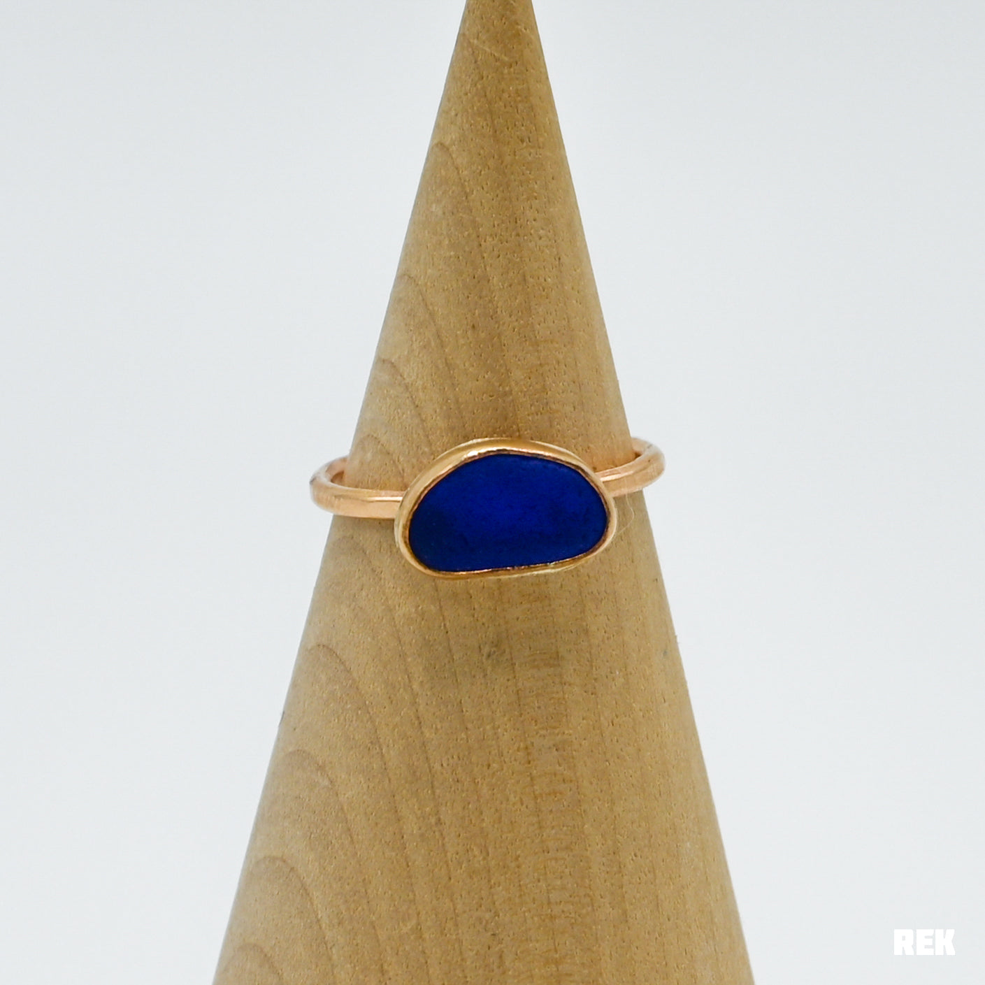 Gold fill horizontal Cobalt sea glass size 7.25