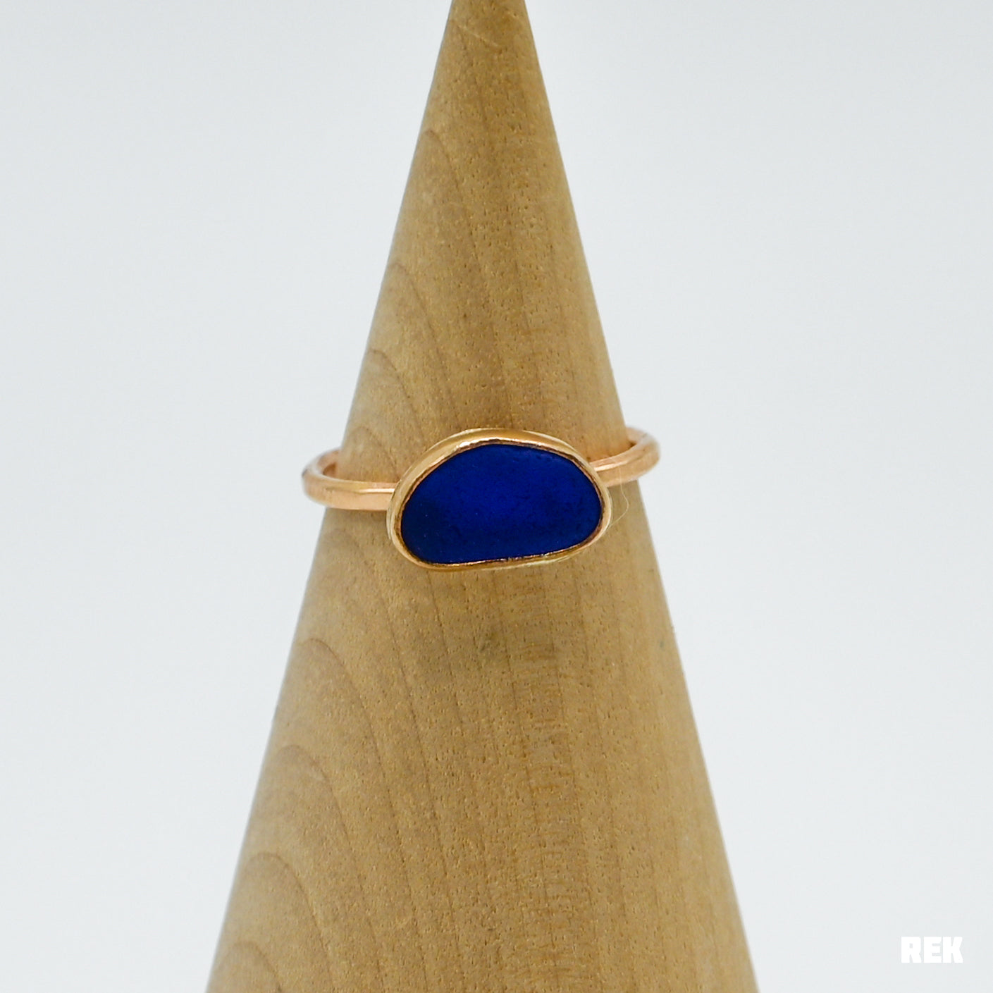 Gold fill horizontal Cobalt sea glass size 7.25